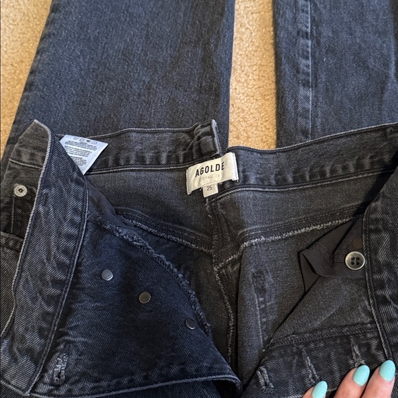 Agolde Black Criss Cross Straight Jeans - Picture 7 of 9